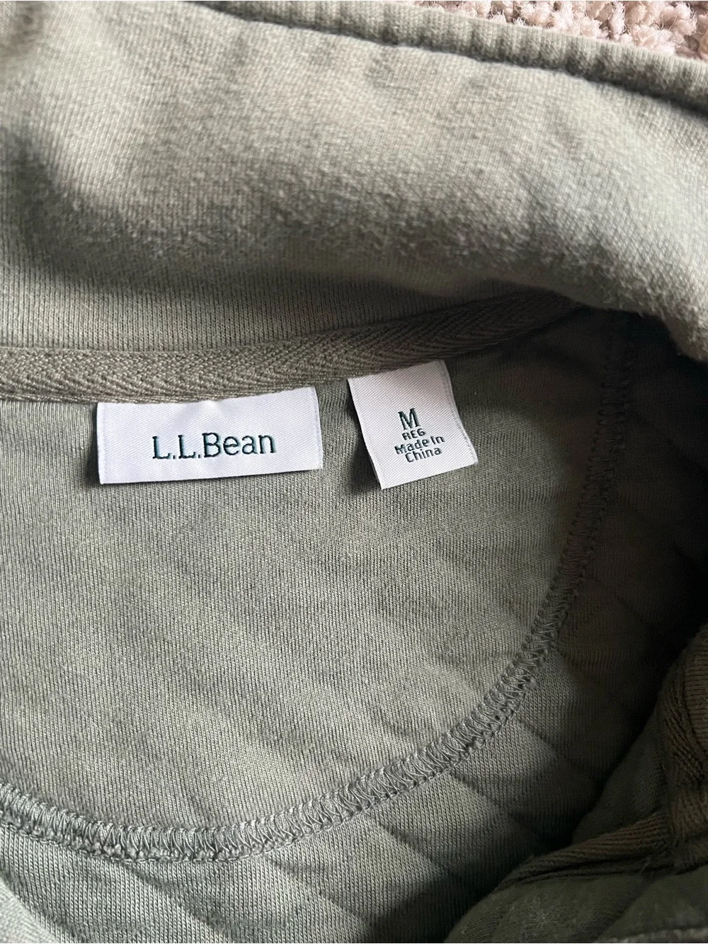 L.L. Bean Quilted Quarter-Zip Pullover in Olive Green - Picture 2 of 3